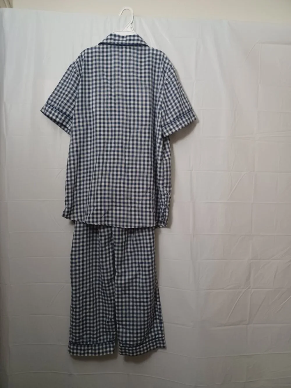 GAP KIDS SLEEP PLAID TWO PIECE PAJAMA SET BLUE WHITE BOYS SIZE 12